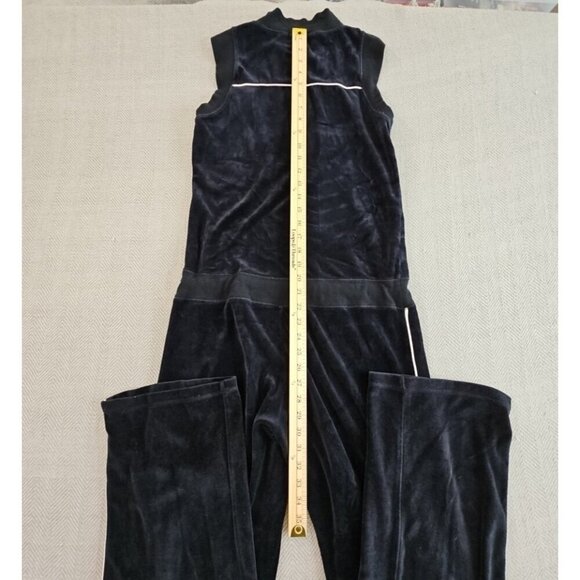 Red Zone Sleeveless Jumpsuit Women's Size M Black Velour Drawstring Wide Leg EUC - Picture 15 of 16